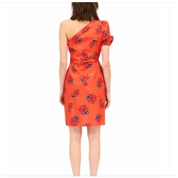 Ladybug Dress Small Tomato Red Cotton One Shoulder Sash Mini by We__Are - Picture 4 of 14